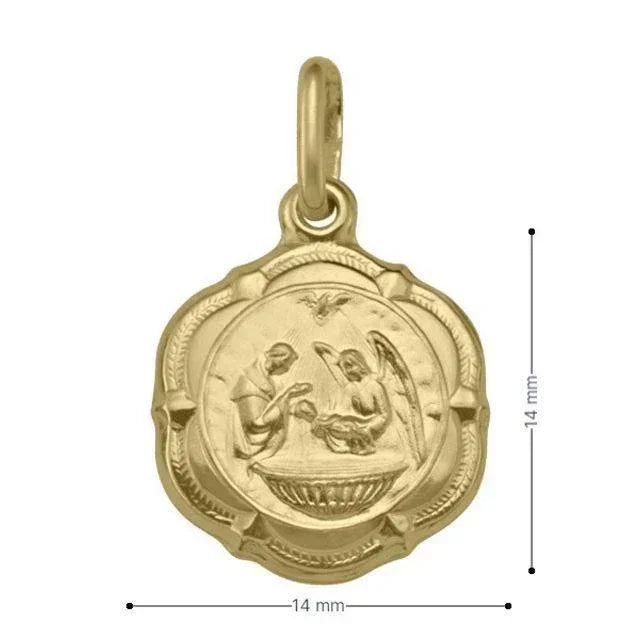 10, 14, 18 Karat Yellow Gold Hollow Baptism Medalion