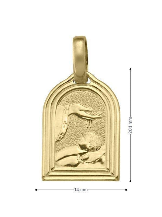 10, 14, 18 Karat Yellow Gold Solid Baptism Medalion
