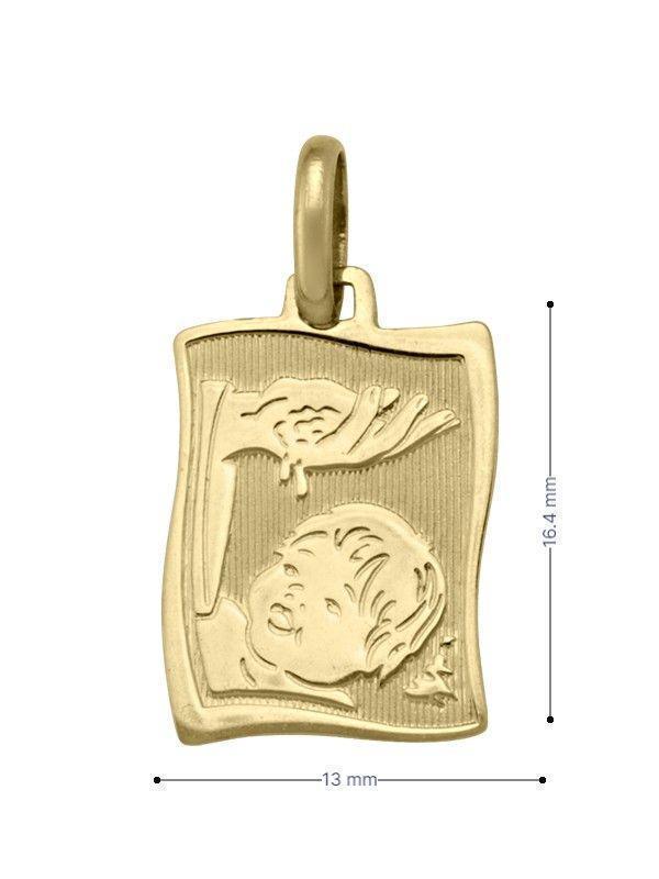 10, 14, 18 Karat Yellow Gold Solid Baptism Medalion