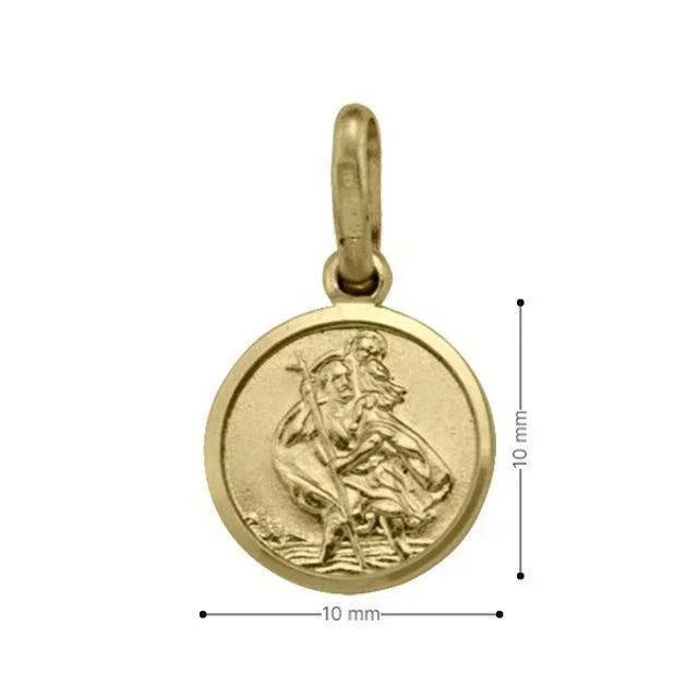 10 Karat Yellow Gold Solid Saint Christopher Medallion