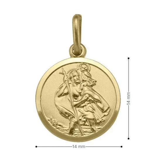 10, 14, 18 Karat Yellow Gold Solid Saint Christopher Medallion