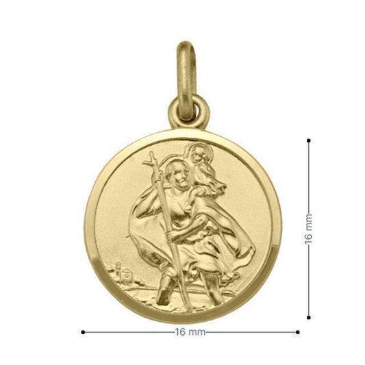 10, 14, 18 Karat Yellow Gold Solid Saint Christopher Medallion
