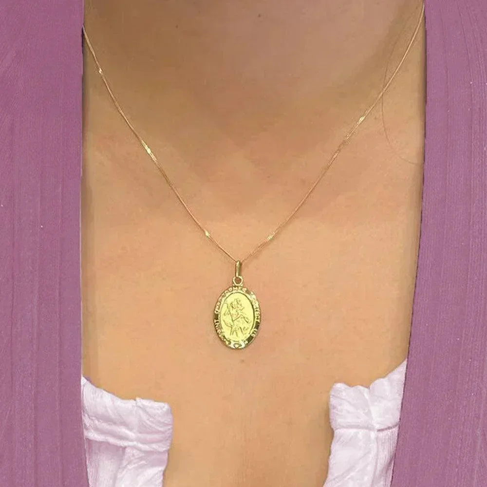 10, 14 Karat Yellow Gold Solid Saint Christopher Medallion