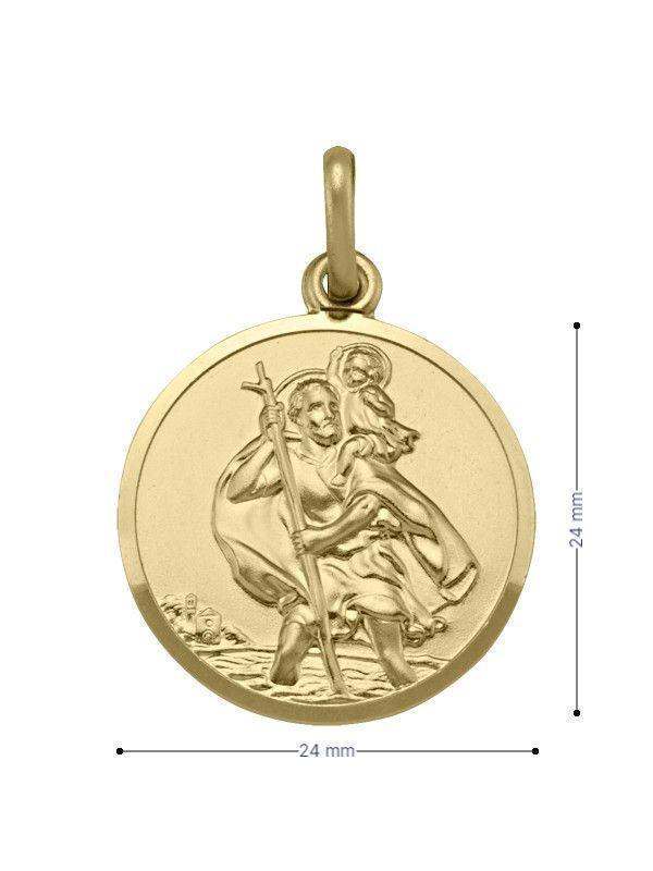 10, 14, 18 Karat Yellow Gold Solid Saint Christopher Medallion