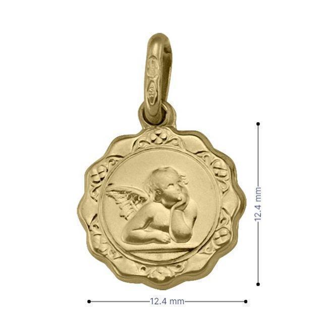 10, 14, 18 Karat Yellow Gold Hollow Angel Medallion