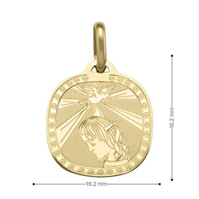 10, 14, 18 Karat Yellow Gold Cushion Shape Solid Confirmation Medalion