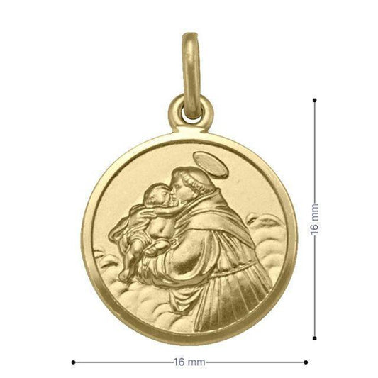 10, 14, 18 Karat Yellow Gold Solid St. Anthony Medalion