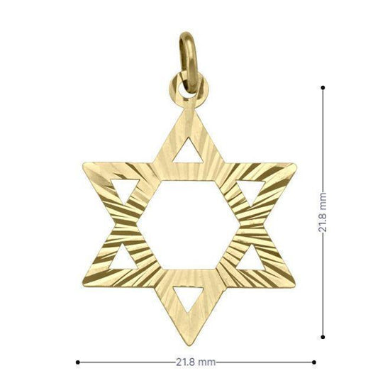 14 Karat Yellow Gold Star Of David Large Medalion