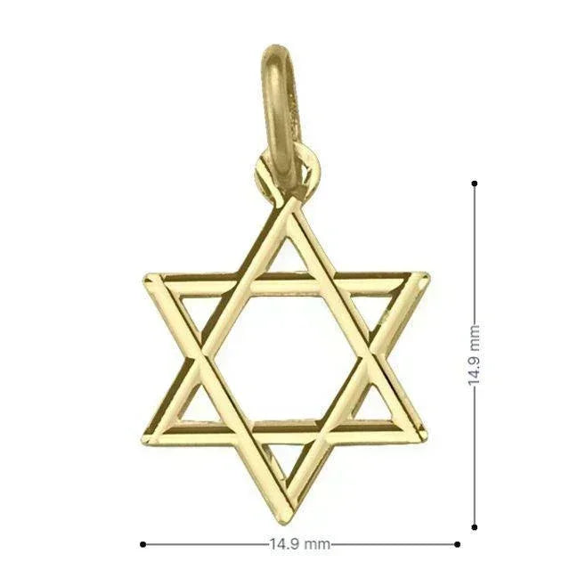 14 Karat Yellow Gold Star Of David Small Medalion