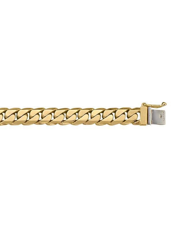 10, 14 Karat Solid Yellow Gold Beveled Edges 10.0 mm Bracelet