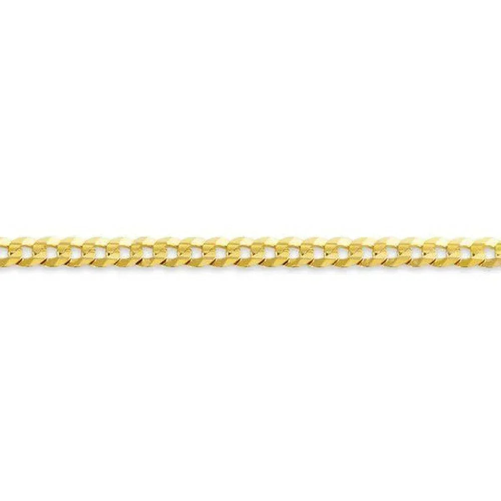 10, 14 Karat Yellow Gold Open Link Curb 3.0 mm Italian Bracelet