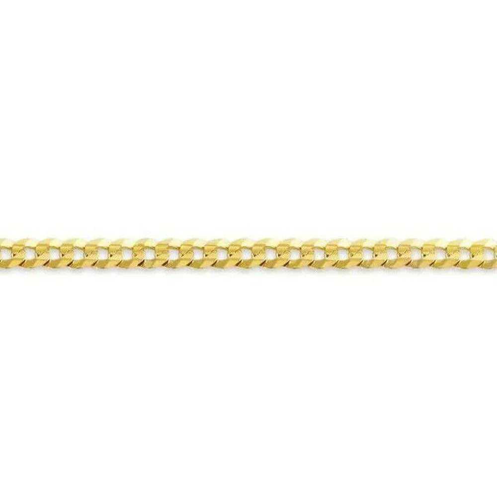 10, 14 Karat Yellow Gold Open Link Curb 3.7 mm Italian Bracelet