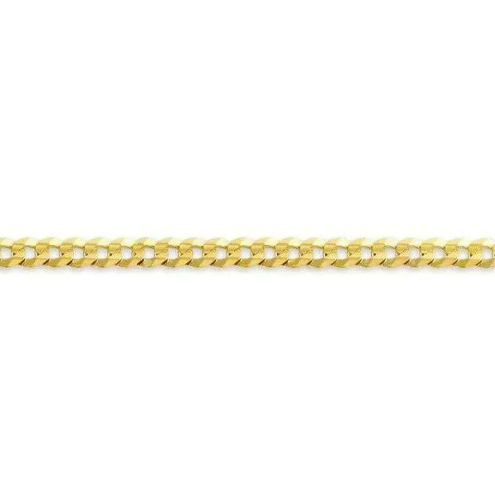 10, 14 Karat Yellow Gold Open Link Curb 3.7 mm Italian Bracelet