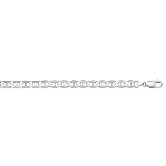 10, 14 Karat White Gold Open Link Curb 3.7 mm Italian Bracelet