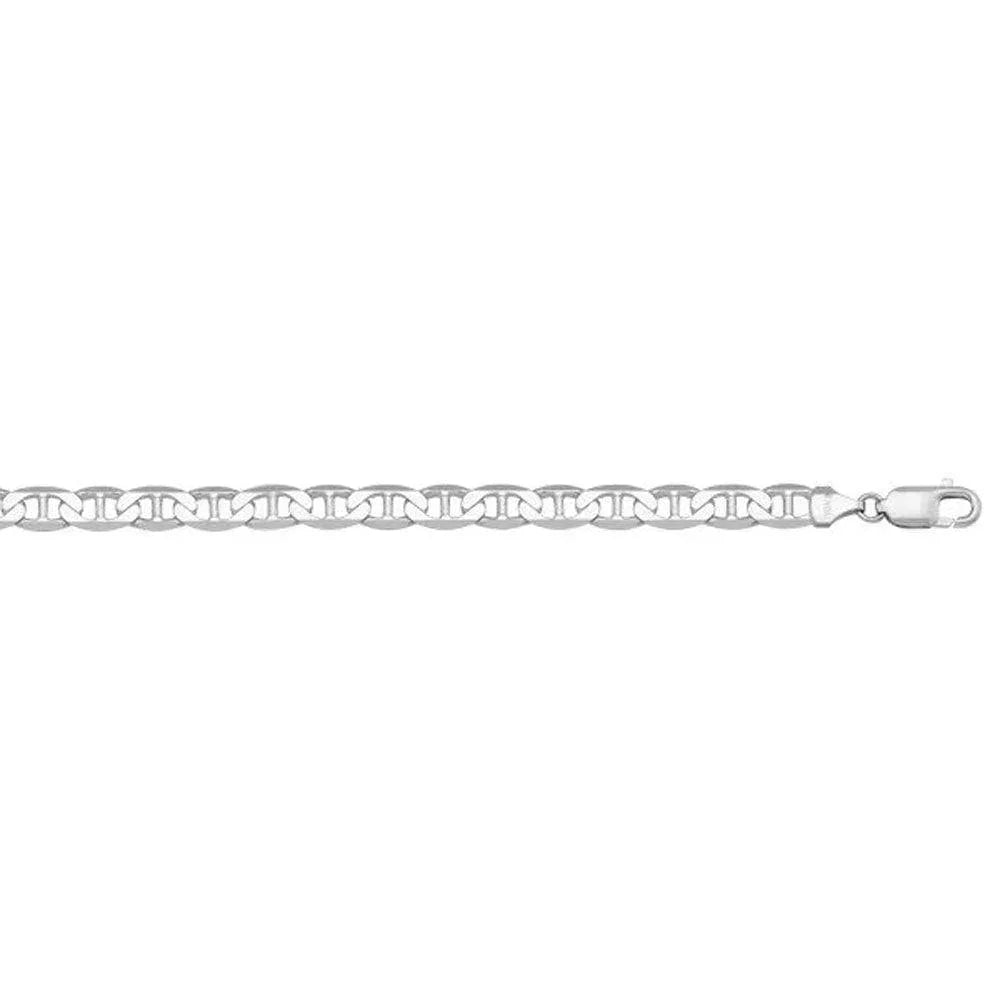 10, 14 Karat White Gold Open Link Curb 3.7 mm Italian Bracelet