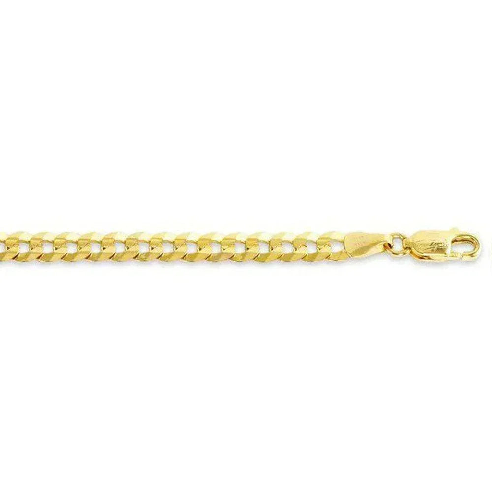 10, 14 Karat Yellow Gold Open Link Curb 4.5 mm Italian Bracelet