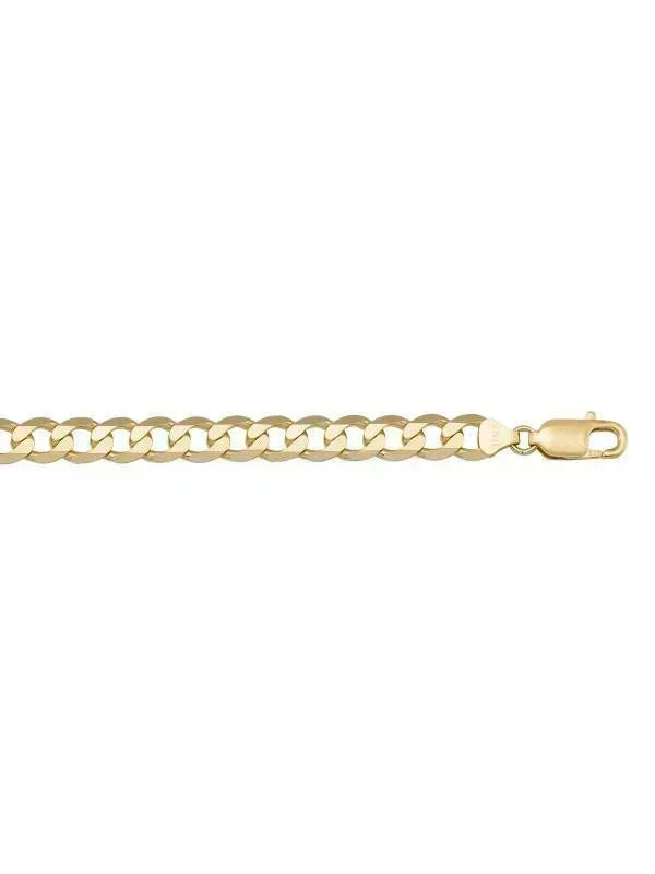 10k, 14k Yellow Gold Solid Open Link Curb 7.3 mm Italian Chain