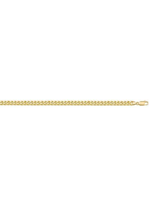 10, 14 Karat Yellow Gold Flat Beveled Link Curb 2.7 mm Italian Bracelet
