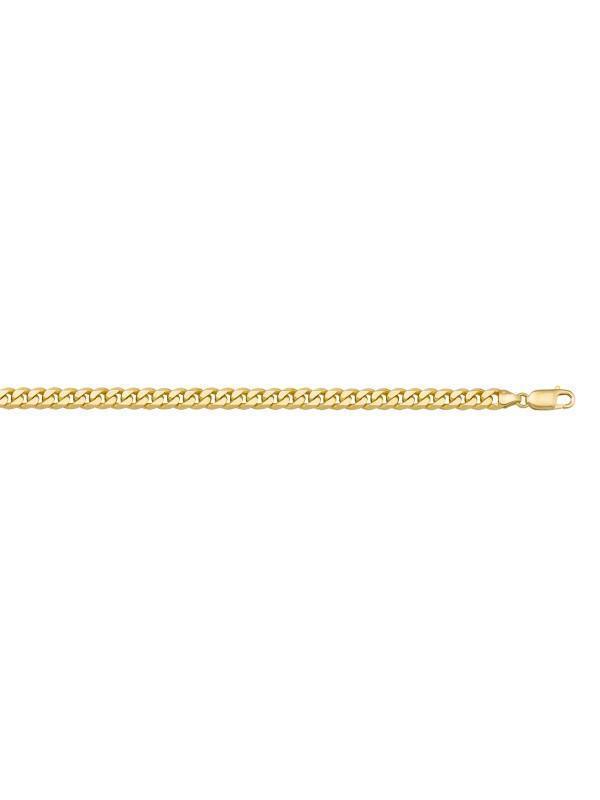 10, 14 Karat Yellow Gold Flat Beveled Link Curb 3.3 mm Italian Bracelet