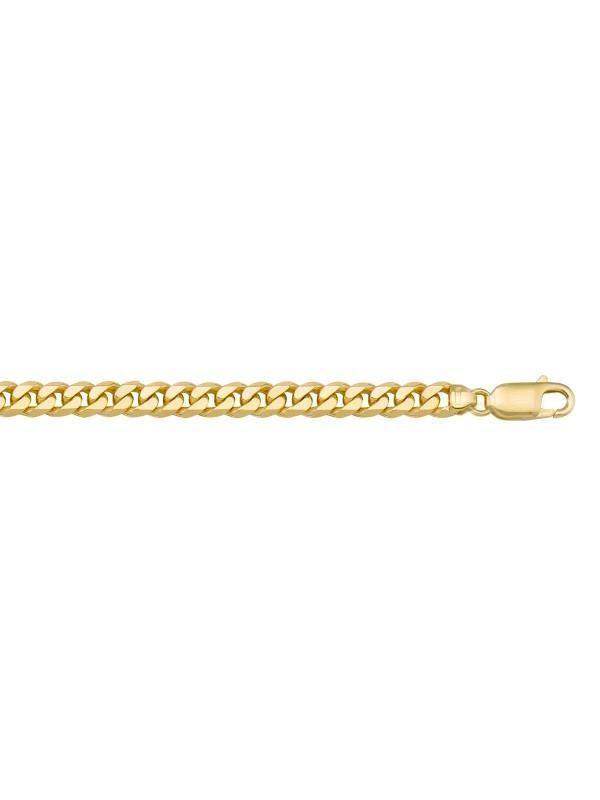 10k, 14k Yellow Gold Solid Flat Beveled Link Curb 5.4 mm Italian Bracelet