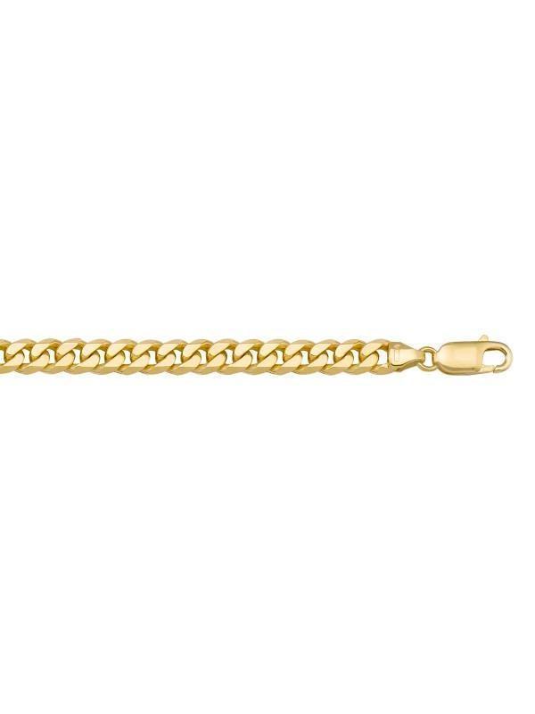 10k, 14k Yellow Gold Solid Flat Beveled Link Curb 6.0 mm Italian Bracelet