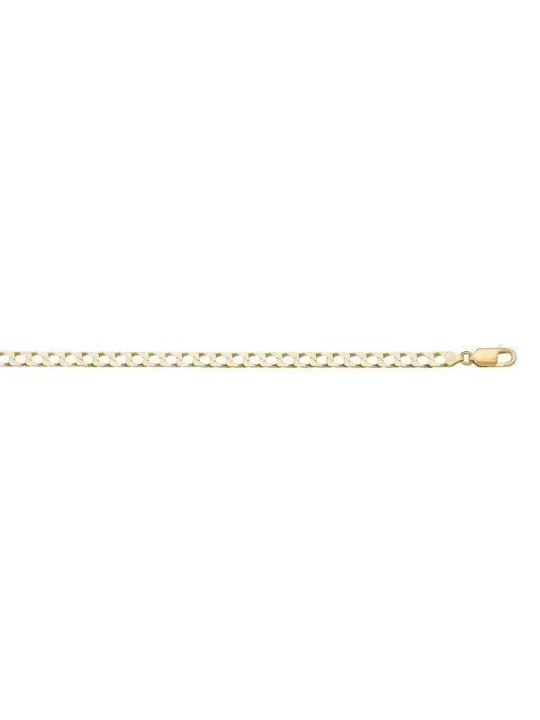10, 14 Karat Yellow Gold Squared Link Curb 2.4 mm Italian Bracelet