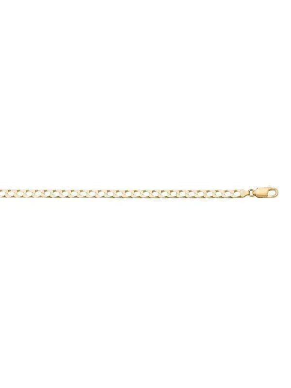 10, 14 Karat Yellow Gold Squared Link Curb 2.4 mm Italian Bracelet