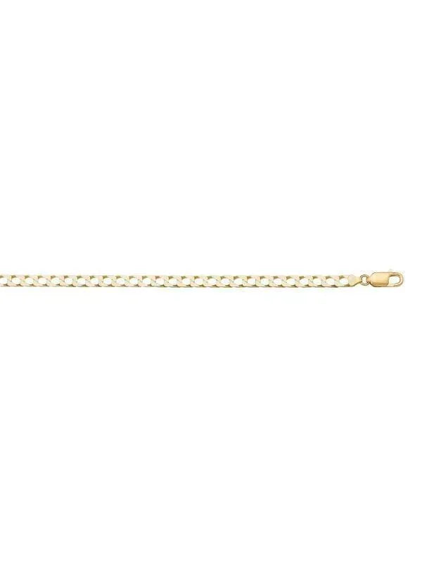10k, 14k Yellow Gold Squared Link Curb 2.4 mm Italian Chain