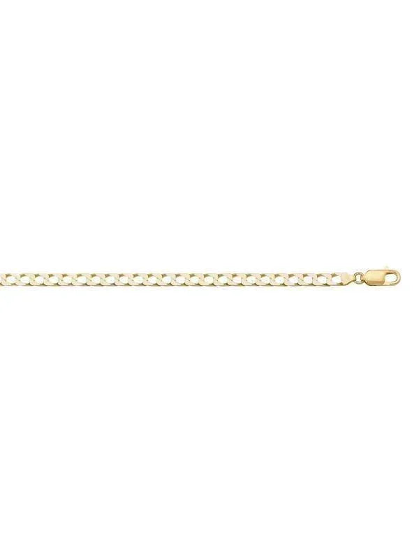 10, 14 Karat Yellow Gold Squared Link Curb 2.6 mm Italian Bracelet