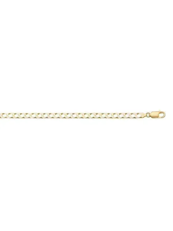 10k, 14k Yellow Gold Squared Link Curb 2.6 mm Italian Chain