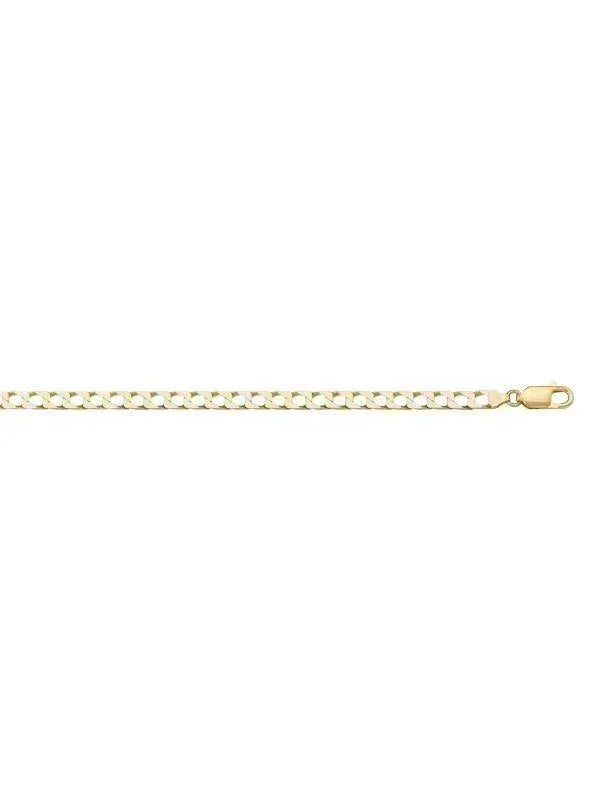 10k, 14k Yellow Gold Squared Link Curb 2.6 mm Italian Chain