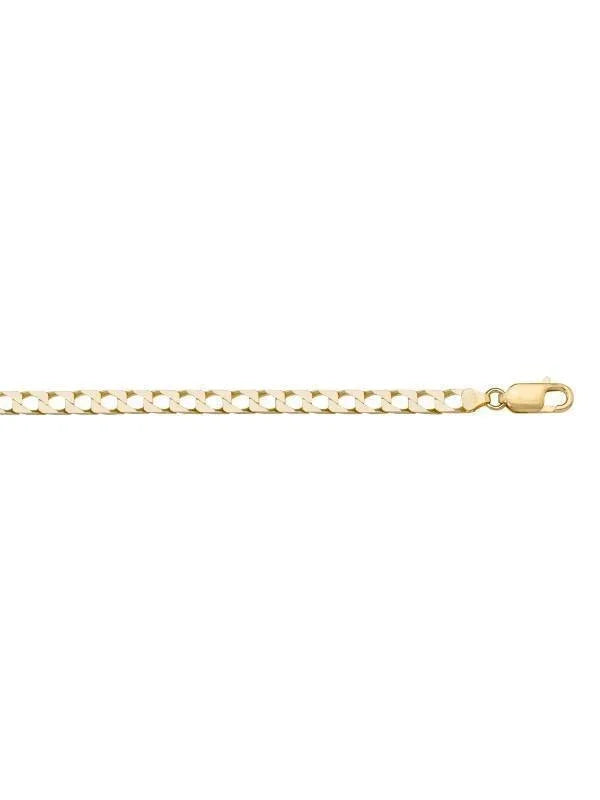10, 14 Karat Yellow Gold Squared Link Curb 3.4 mm Italian Bracelet
