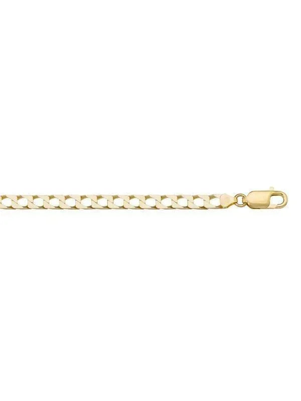 10, 14 Karat Yellow Gold Squared Link Curb 4.1 mm Italian Bracelet
