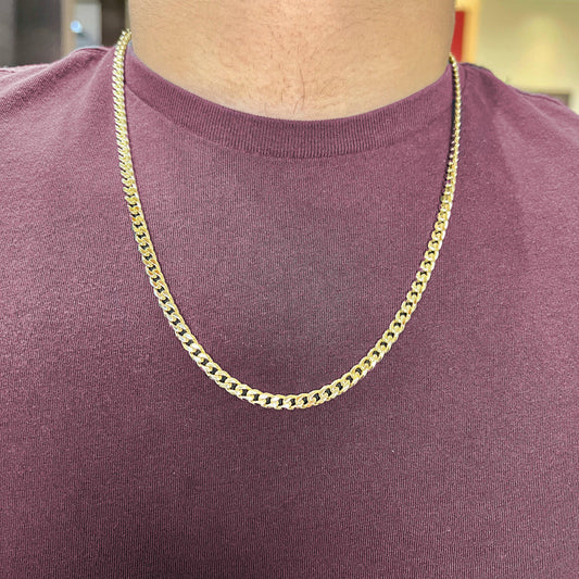 10, 14 Karat Yellow Gold Squared Link Curb 5.0 mm Italian Chain