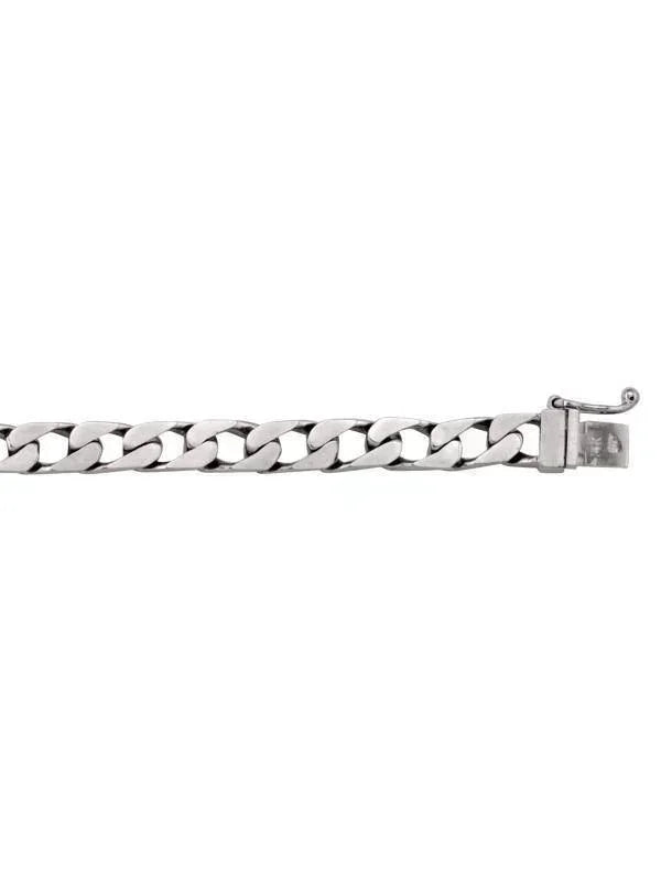 10, 14 Karat Fancy White Gold Open Link Rounded Curb 6.0 mm Bracelet