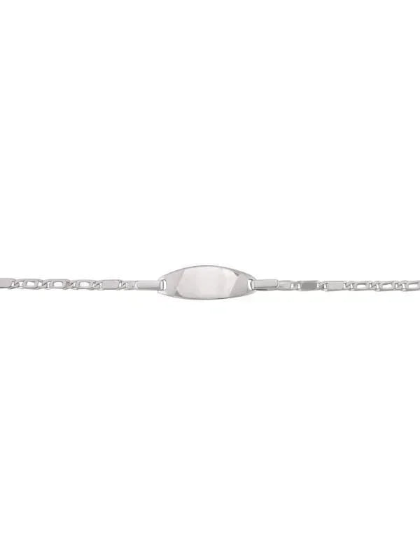 10, 14 Karat White Gold 2.1 mm Italian Baby Id Bracelet