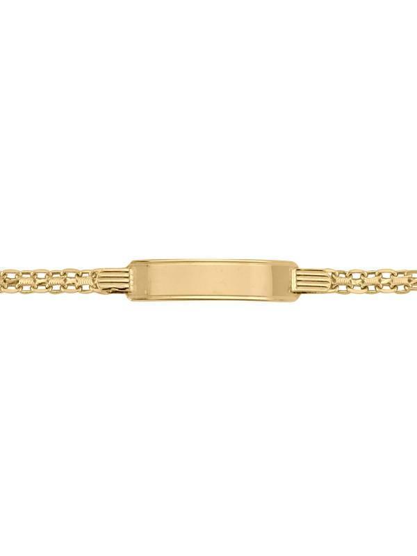 14 Karat Yellow Gold Solid Bismark 4.5 mm Italian Womens Id Bracelet