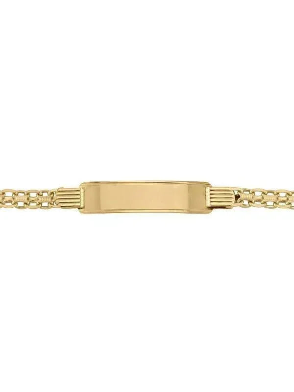 14 Karat Yellow Gold Solid Bismark 5.0 mm Italian Mens Id Bracelet