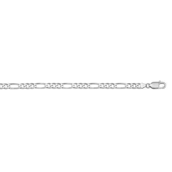 10k, 14k White Gold Solid Open Link Curb 3.0 mm Italian Anklet