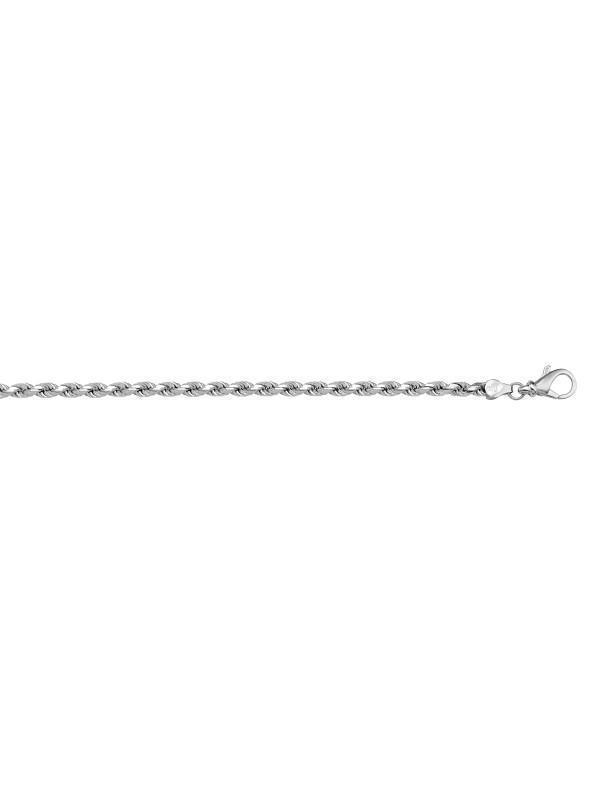 10k, 14k White Gold Solid Diamond Cut Rope 1.8 mm Italian Anklet