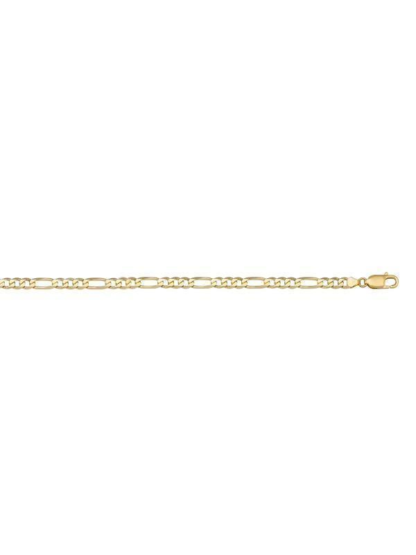 10, 14 Karat Yellow Gold Figaro Link 3.9 mm Italian Bracelet