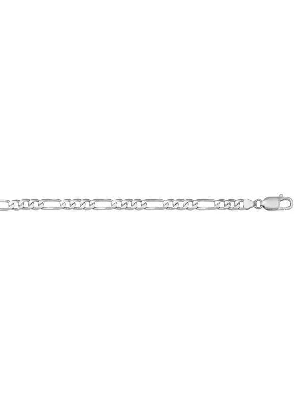 10, 14 Karat White Gold Figaro Link 5.1 mm Italian Bracelet
