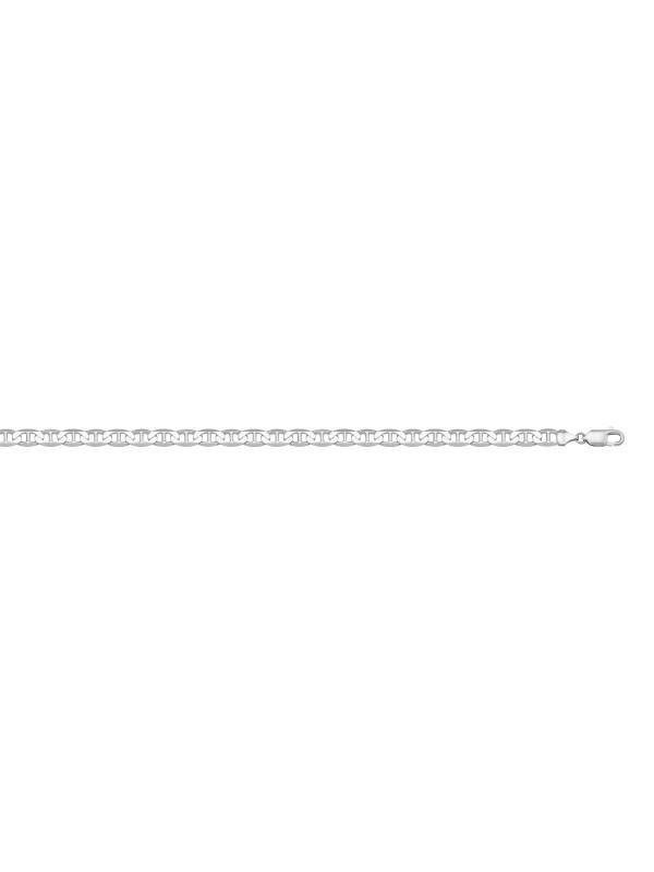 10, 14 Karat White Gold Flat Anchor Link 2.6 mm Italian Bracelet