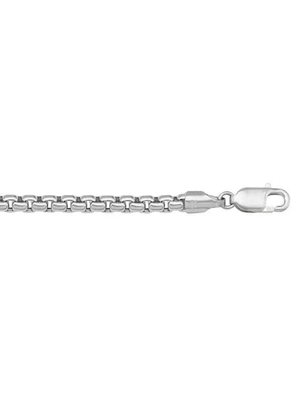 14 Karat White Gold Hollow Box 5.0 mm Italian Bracelet