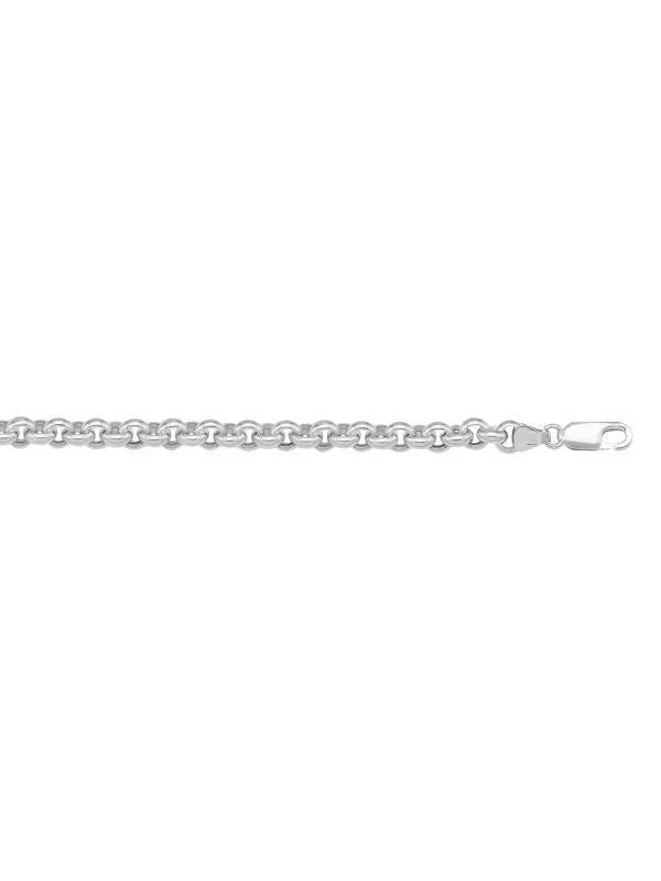 10, 14 Karat White Gold Hollow Rolo 5.3 mm Italian Bracelet