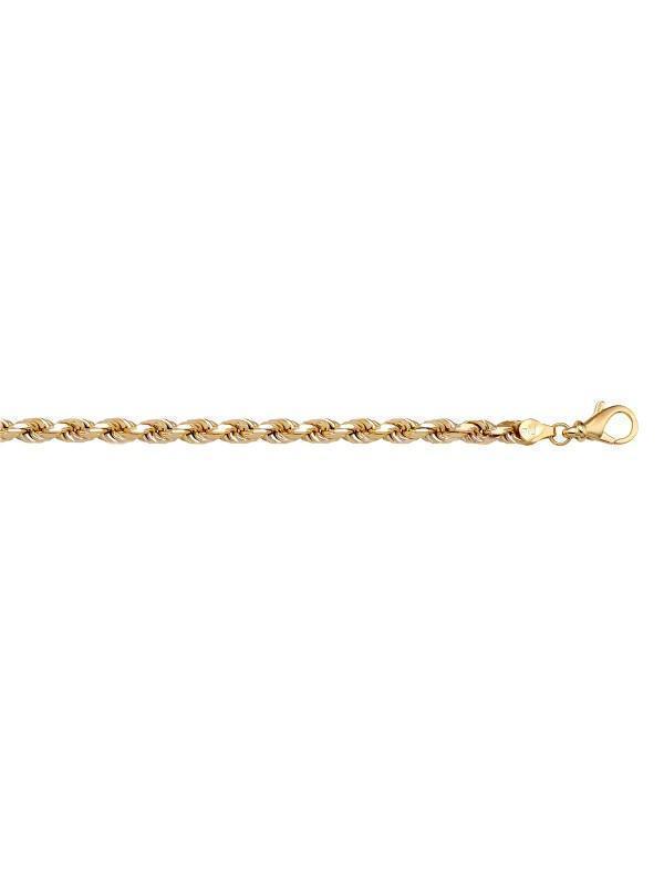 10, 14 Karat Yellow Gold Solid Diamond Cut Rope 2.7 mm Italian Bracelet
