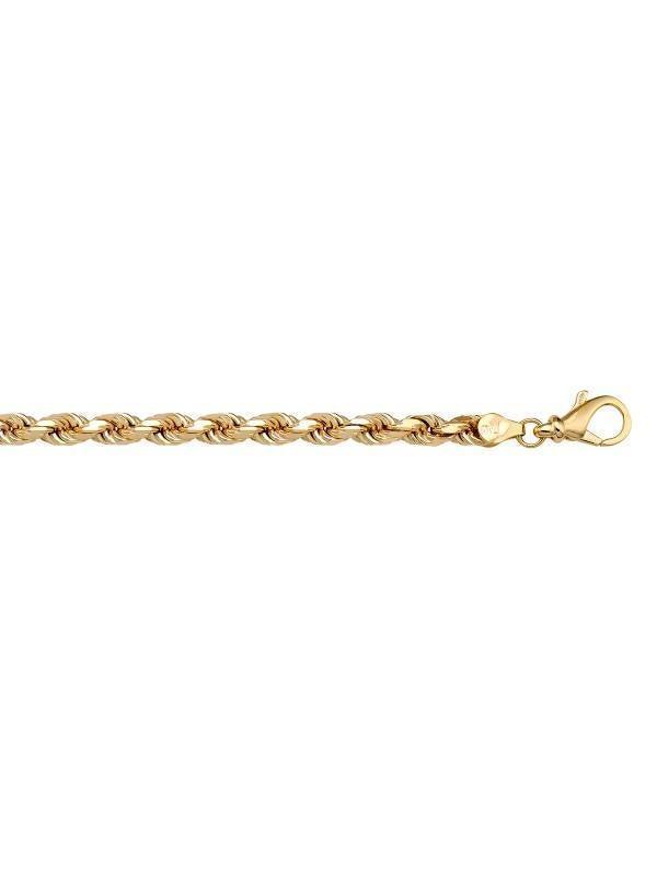 10k, 14k Yellow Gold Solid Diamond Cut Rope 3.5 mm Italian Bracelet