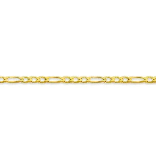 10, 14 Karat Yellow Hollow Figaro 3.7 mm Italian Bracelet