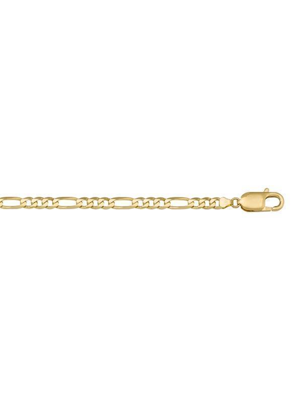 10, 14 Karat Yellow Hollow Figaro 5.4 mm Italian Bracelet