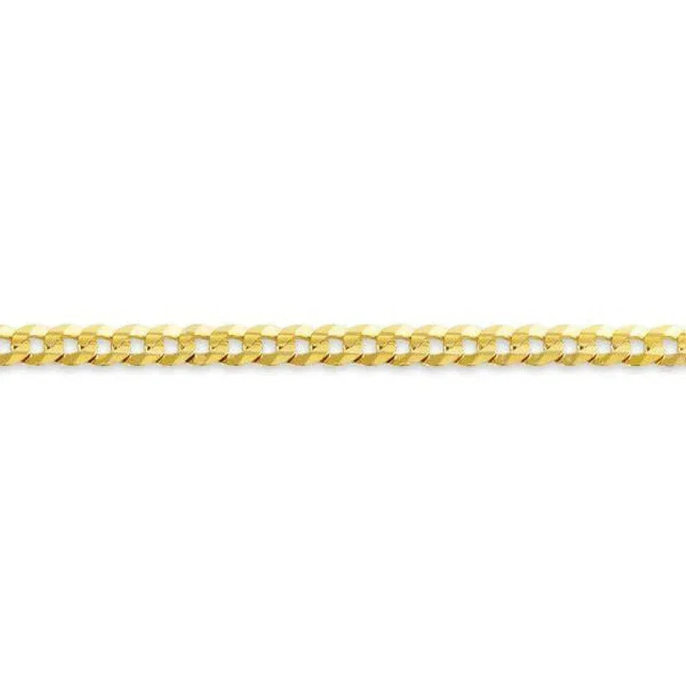 10, 14 Karat Yellow Gold Hollow Curb 3.0 mm Italian Bracelet